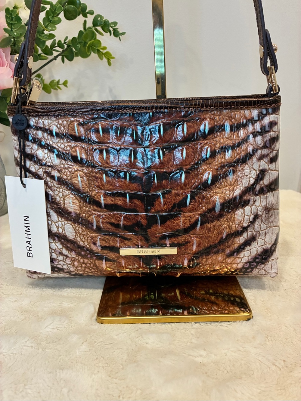 NWT Brahmin Lorelei Feline Hermosa Genuine Leather Shoulder Bag